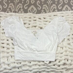 White Eyelet Puff Sleeve Top